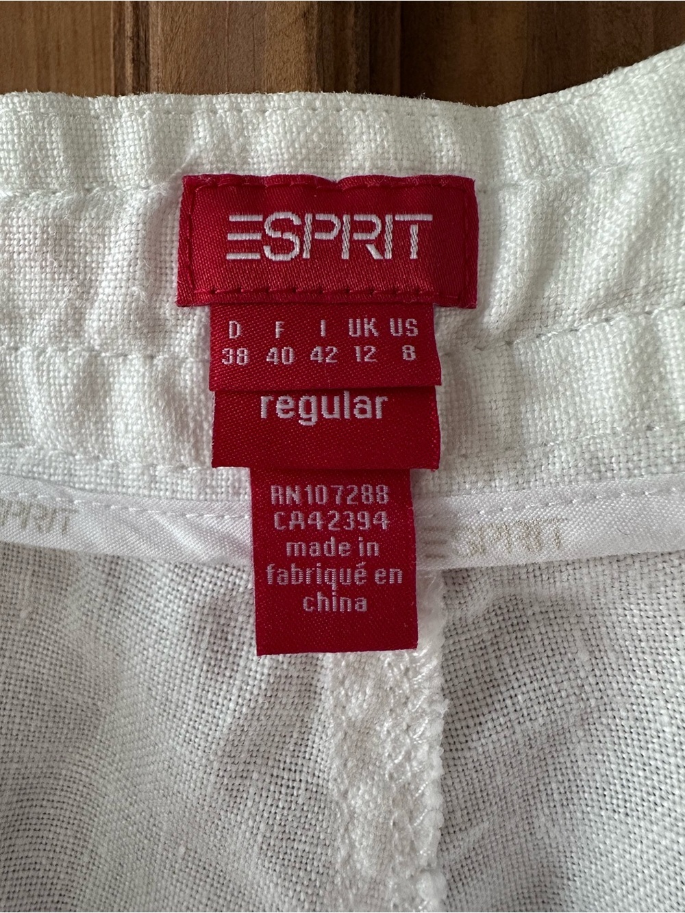ESPRIT White Cotton Linen Blend Wide Leg Pants Drawstring Coastal Neutral - 8 - Picture 5 of 6